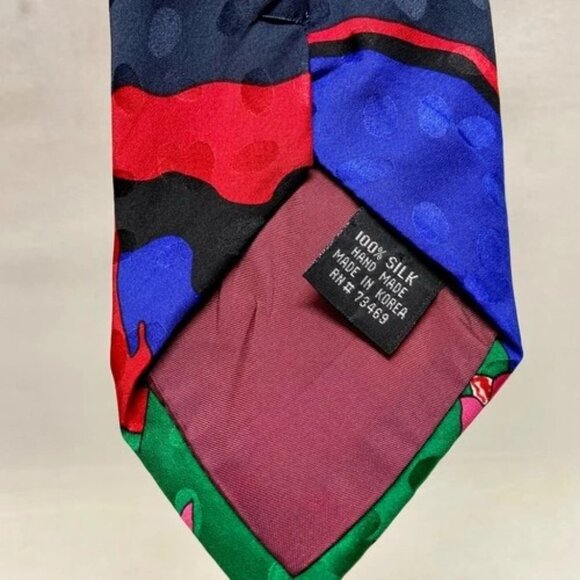 Vintage Looney Tunes Mania Neck Tie Elmer Mermaid Marvin Taz Bugs Silk Korea '93 - Picture 13 of 15